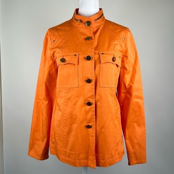 Linea by Louis Dell'Olio Jackets & Blazers - Linea by Louis Dell’Olio Military Style Jacket With Zippered Sleeves Orange Sz S
